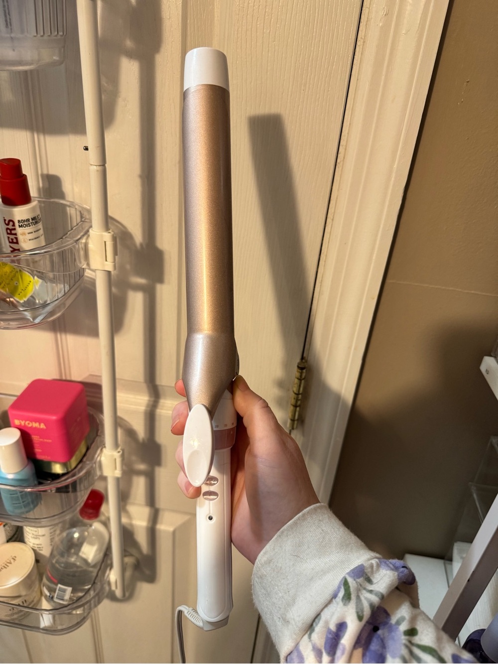 White and Rose Gold Curling Iron - Compact Women’s Styling Wand